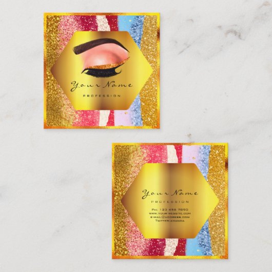 プロフェッショナルメイクアップアーティストアイラッシュスタジオブロー スクエア名刺 (正面/裏面)