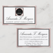 プロフェッショナルメイクアップアーティストアイラッシュバラピンクロゴ 名刺 (正面/裏面)