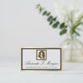 プロフェッショナルメイクアップアーティストアイラッシュヘアグレー金ゴールド 名刺 (スタンド正面)