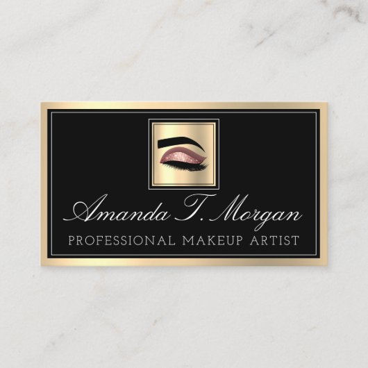 プロフェッショナルメイクアップアーティストアイラッシュヘアバラ金ゴールド 名刺 (正面)