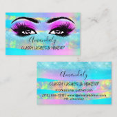 プロフェッショナルメイクアップアーティストアイラッシュロゴピンクホロ 名刺 (正面/裏面)