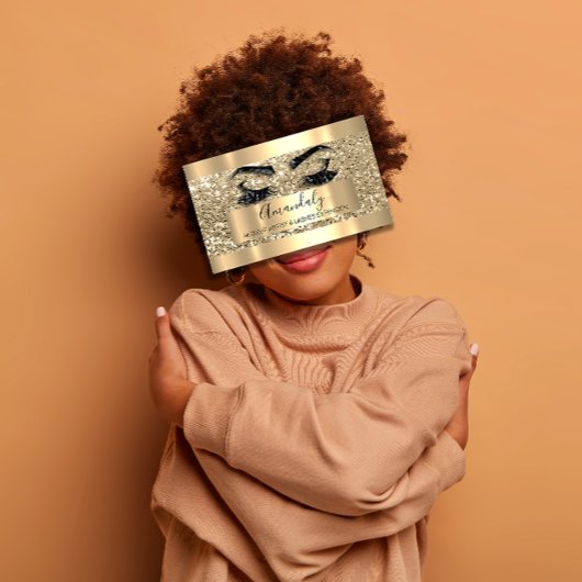 プロフェッショナルメイクアップアーティストアイラッシュ金ゴールドグリッター 名刺