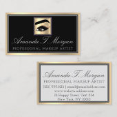 プロフェッショナルメイクアップアーティストアイラッシュ金ゴールドグレー眉 名刺 (正面/裏面)