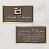 プロフェッショナルメイクアップアーティストアイラッシュ金ゴールドコーヒーブロー 名刺 (正面/裏面)