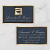 プロフェッショナルメイクアップアーティストアイラッシュ金ゴールドスモーキーブルー 名刺 (正面/裏面)