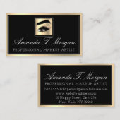プロフェッショナルメイクアップアーティストアイラッシュ金ゴールドブラックブロー 名刺 (正面/裏面)