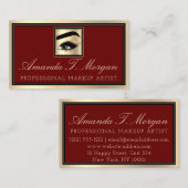 プロフェッショナルメイクアップアーティストアイラッシュ金ゴールドブルゴーニュ 名刺 (正面/裏面)