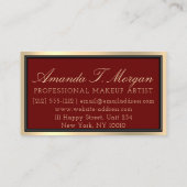 プロフェッショナルメイクアップアーティストアイラッシュ金ゴールドブルゴーニュ 名刺 (裏面)