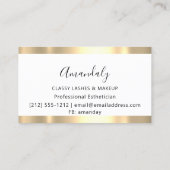 プロフェッショナルメイクアップアーティストアイラッシュ金ゴールドホワイトレッド 名刺 (裏面)