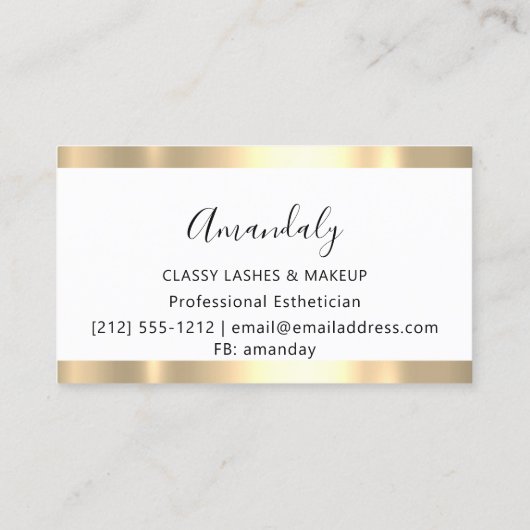 プロフェッショナルメイクアップアーティストアイラッシュ金ゴールドホワイトレッド 名刺 (裏面)