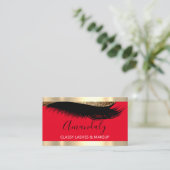 プロフェッショナルメイクアップアーティストアイラッシュ金ゴールドホワイトレッド 名刺 (スタンド正面)