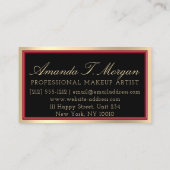 プロフェッショナルメイクアップアーティストアイラッシュ金ゴールドレッドブラック 名刺 (裏面)