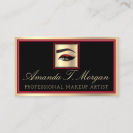プロフェッショナルメイクアップアーティストアイラッシュ金ゴールドレッドブラック 名刺
