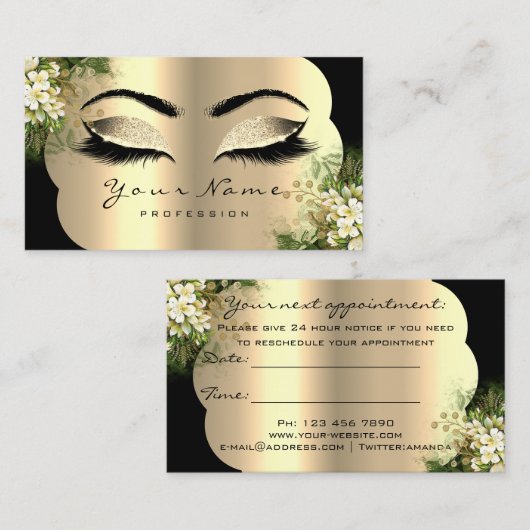 プロフェッショナルメイクアップアーティストアポイントメントフローラ 名刺 (正面/裏面)