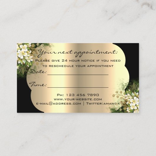 プロフェッショナルメイクアップアーティストアポイントメントフローラ 名刺 (裏面)