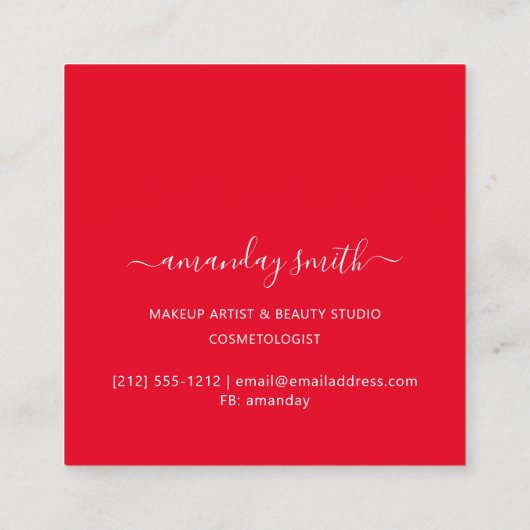 プロフェッショナルメイクアップアーティストアートワーク抽象芸術ブラック スクエア名刺 (裏面)