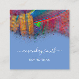 プロフェッショナルメイクアップアーティストアートワーク抽象芸術ブルー スクエア名刺