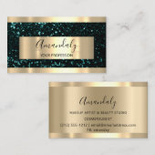 プロフェッショナルメイクアップアーティストイベントプランナーウッドティール（緑がかった色） 名刺 (正面/裏面)