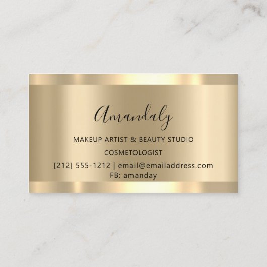 プロフェッショナルメイクアップアーティストイベントプランナーウッドティール（緑がかった色） 名刺 (裏面)