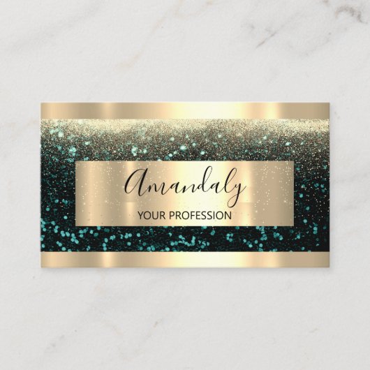 プロフェッショナルメイクアップアーティストイベントプランナー金ゴールドティール（緑がかった色） 名刺 (正面)