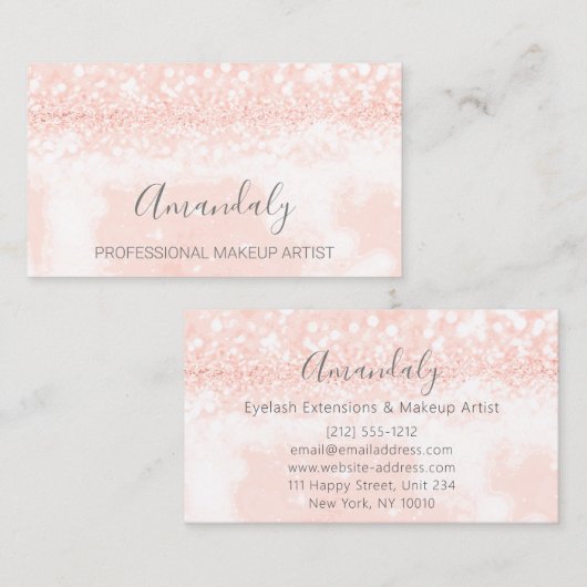 プロフェッショナルメイクアップアーティストキスリップ赤面グリッター 名刺 (正面/裏面)