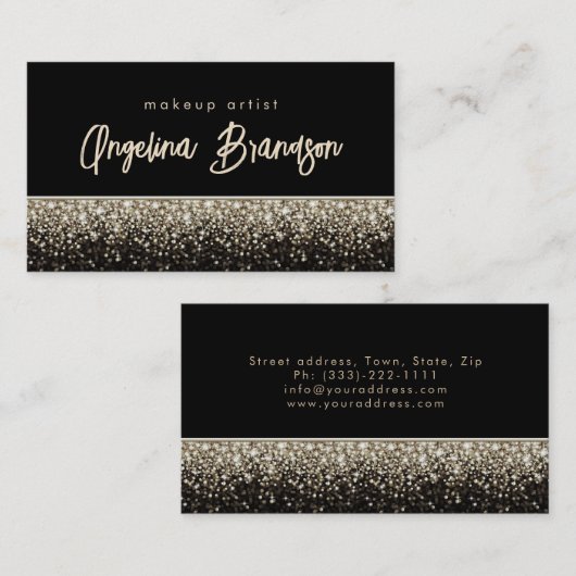 プロフェッショナルメイクアップアーティストグラマーグリッターカード 名刺 (正面/裏面)