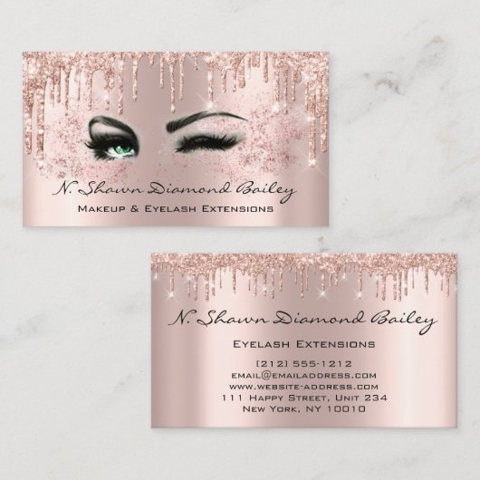 プロフェッショナルメイクアップアーティストグリーンアイズバラ赤面 名刺 (正面/裏面)