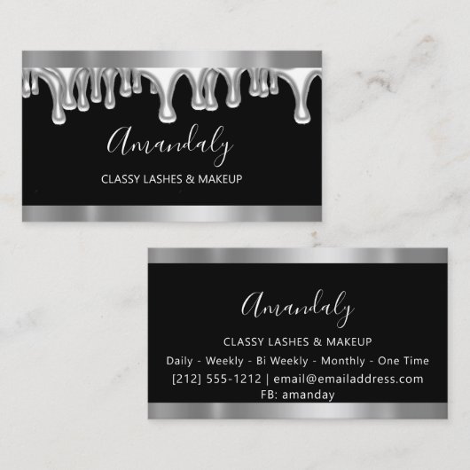 プロフェッショナルメイクアップアーティストグレーシルバーアイドラッシュ 名刺 (正面/裏面)