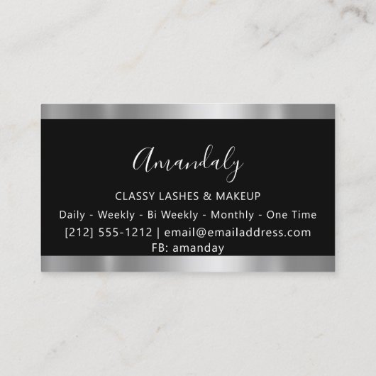 プロフェッショナルメイクアップアーティストグレーシルバーアイドラッシュ 名刺 (裏面)