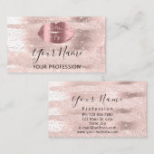 プロフェッショナルメイクアップアーティストシルバーキスリップ赤面 名刺 (正面/裏面)