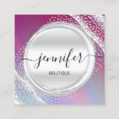 プロフェッショナルメイクアップアーティストシルバーシルバーグレーロゴ スクエア名刺 (正面)