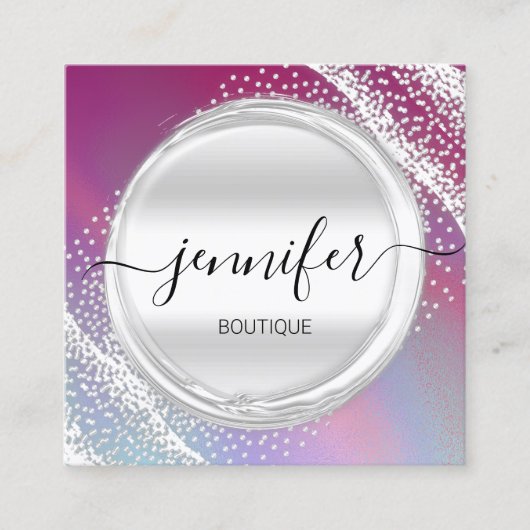 プロフェッショナルメイクアップアーティストシルバーシルバーグレーロゴ スクエア名刺 (正面)