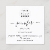 プロフェッショナルメイクアップアーティストシルバーシルバーグレーロゴ スクエア名刺 (裏面)