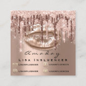 プロフェッショナルメイクアップアーティストドリップスグリッターソーシャルリップ スクエア名刺 (正面)