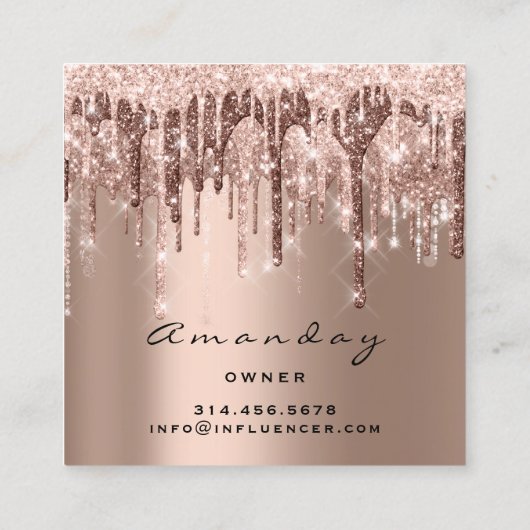プロフェッショナルメイクアップアーティストドリップスグリッターソーシャルリップ スクエア名刺 (裏面)