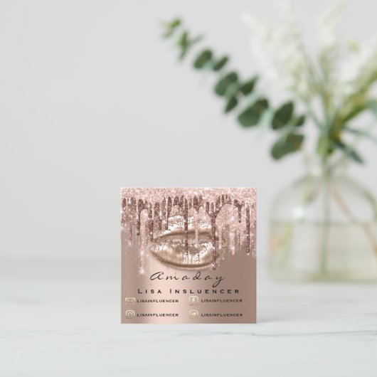 プロフェッショナルメイクアップアーティストドリップスグリッターソーシャルリップ スクエア名刺 (スタンド正面)