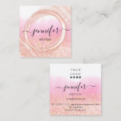 プロフェッショナルメイクアップアーティストバラグラデーション金ゴールドロゴ スクエア名刺 (正面/裏面)