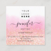 プロフェッショナルメイクアップアーティストバラグラデーション金ゴールドロゴ スクエア名刺 (裏面)