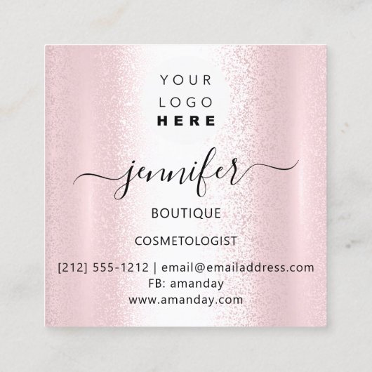 プロフェッショナルメイクアップアーティストバラシルバーグレーロゴ スクエア名刺 (裏面)