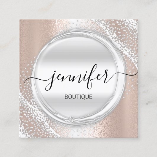 プロフェッショナルメイクアップアーティストバラシルバーグレーロゴ スクエア名刺 (正面)