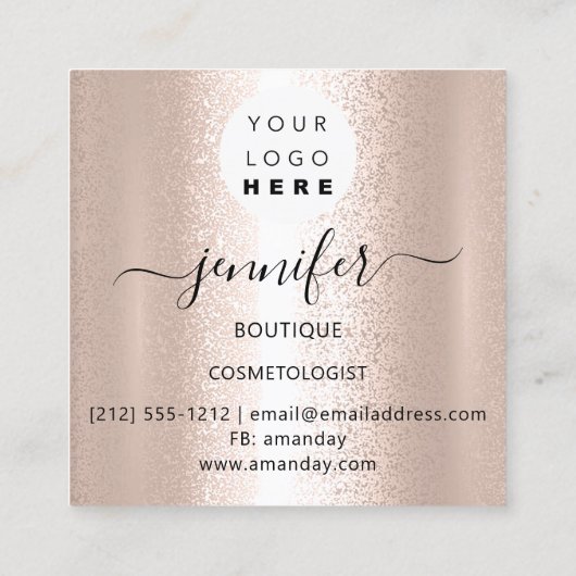 プロフェッショナルメイクアップアーティストバラシルバーグレーロゴ スクエア名刺 (裏面)