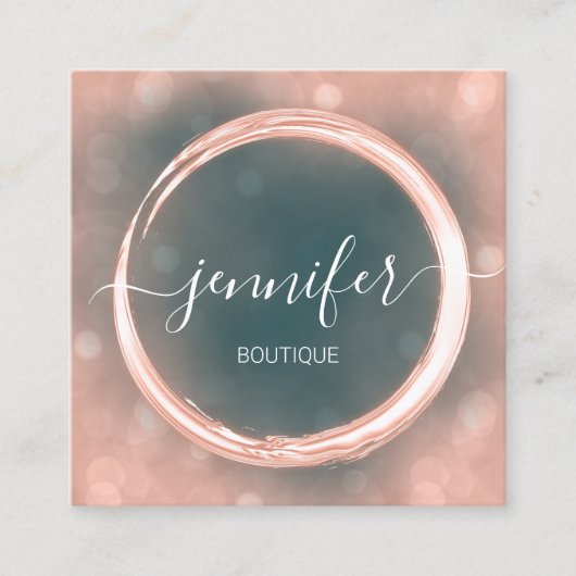 プロフェッショナルメイクアップアーティストバラティール（緑がかった色）ロゴ スクエア名刺 (正面)