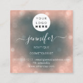 プロフェッショナルメイクアップアーティストバラティール（緑がかった色）ロゴ スクエア名刺 (裏面)