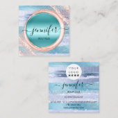 プロフェッショナルメイクアップアーティストバラブルーロゴ スクエア名刺 (正面/裏面)