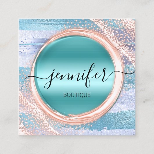 プロフェッショナルメイクアップアーティストバラブルーロゴ スクエア名刺 (正面)