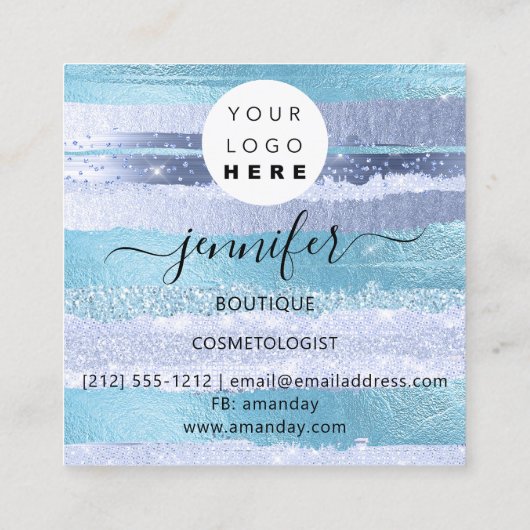 プロフェッショナルメイクアップアーティストバラブルーロゴ スクエア名刺 (裏面)
