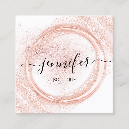 プロフェッショナルメイクアップアーティストバラホワイトパウダーロゴ スクエア名刺 (正面)