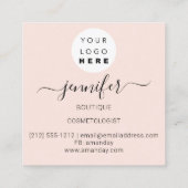 プロフェッショナルメイクアップアーティストバラホワイトパウダーロゴ スクエア名刺 (裏面)