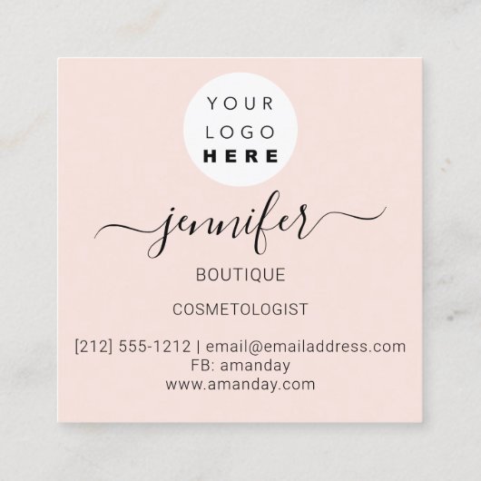プロフェッショナルメイクアップアーティストバラホワイトパウダーロゴ スクエア名刺 (裏面)