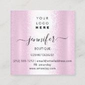 プロフェッショナルメイクアップアーティストピンクシルバーグレーロゴ スクエア名刺 (裏面)